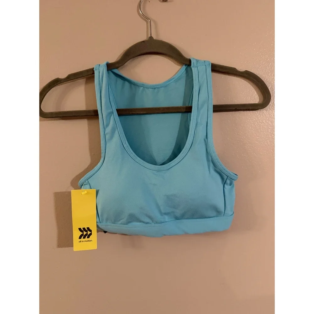 All in Motion Womens Neon Blue Mesh Back Sports Bra Removable Pads XS